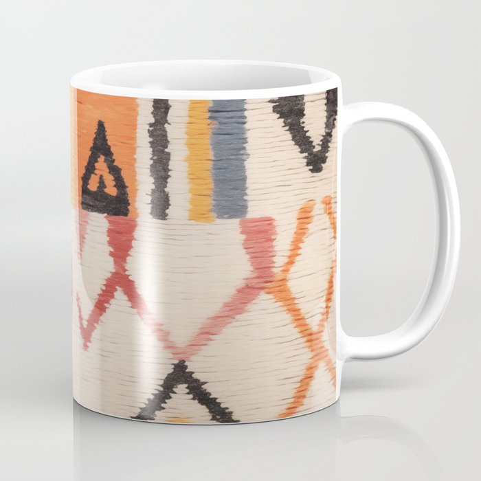 Moroccan Berber Rug Design No.54 - Multicolor, Ivory White Coffee Mug