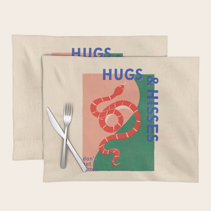 Vintage Snake, Retro Illustration And Typography  Placemat