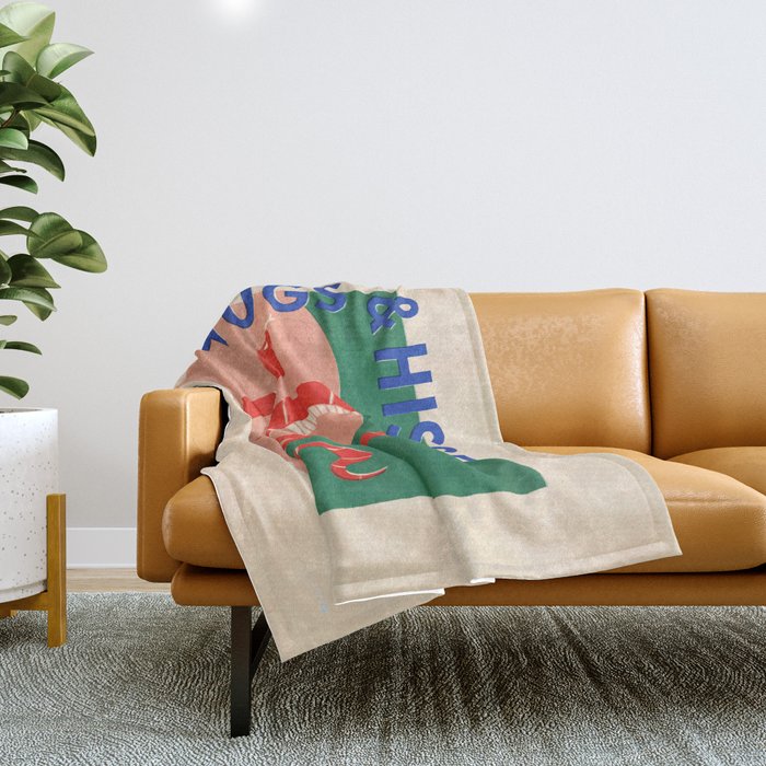 Vintage Snake, Retro Illustration And Typography  Throw Blanket