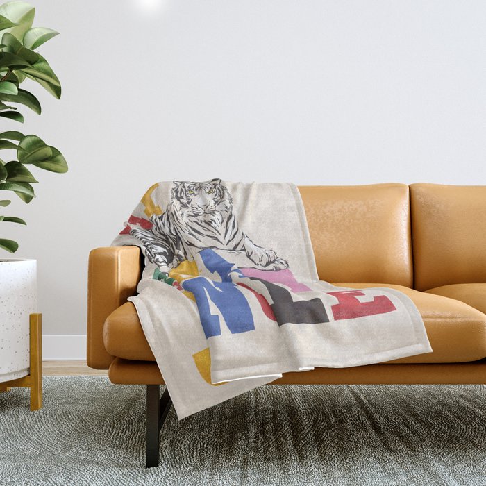 My Head Is A Jungle - Tiger Colorful Type Throw Blanket