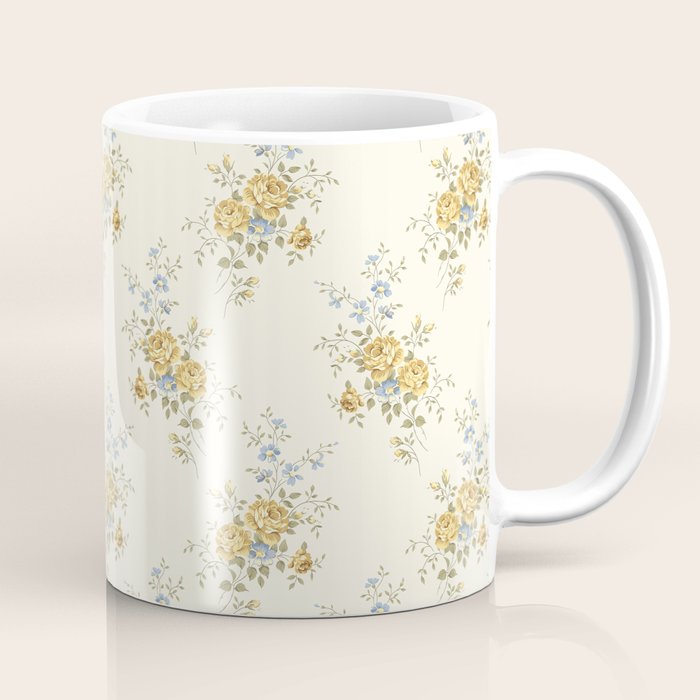 Vintage French Flower Cream Large Coffee Mug