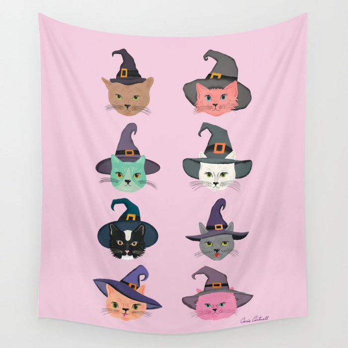 Witchy Kitties - Halloween Cats Wall Tapestry
