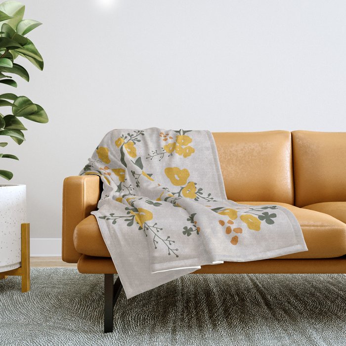 Flower Market Yellow Flowers Throw Blanket