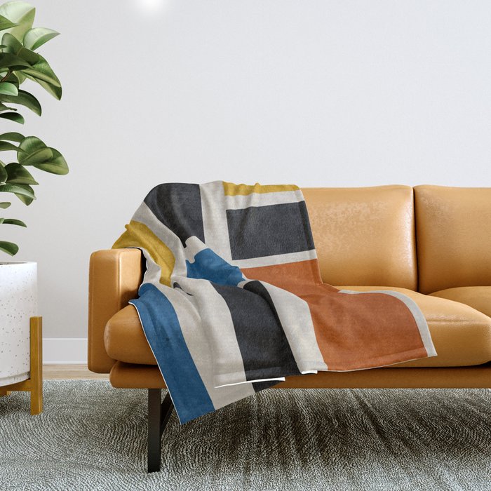 Mid Century Primary Colors Composition 2 Throw Blanket