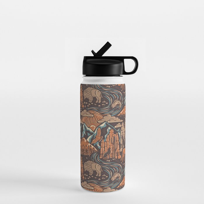 Wild West - Brown, Orange, And Blue  Water Bottle