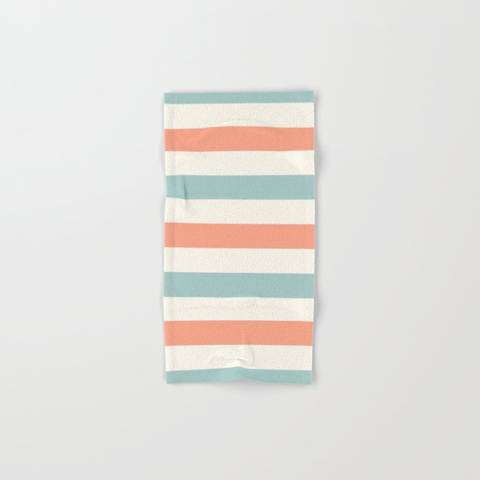 Orange, Turquoise And Cream Stripes Bath Towel