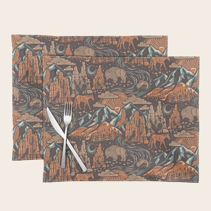 Wild West - Brown, Orange, And Blue  Placemat