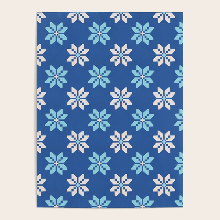 Contrasting Blues: Bethlehem Star Mosaic Poster