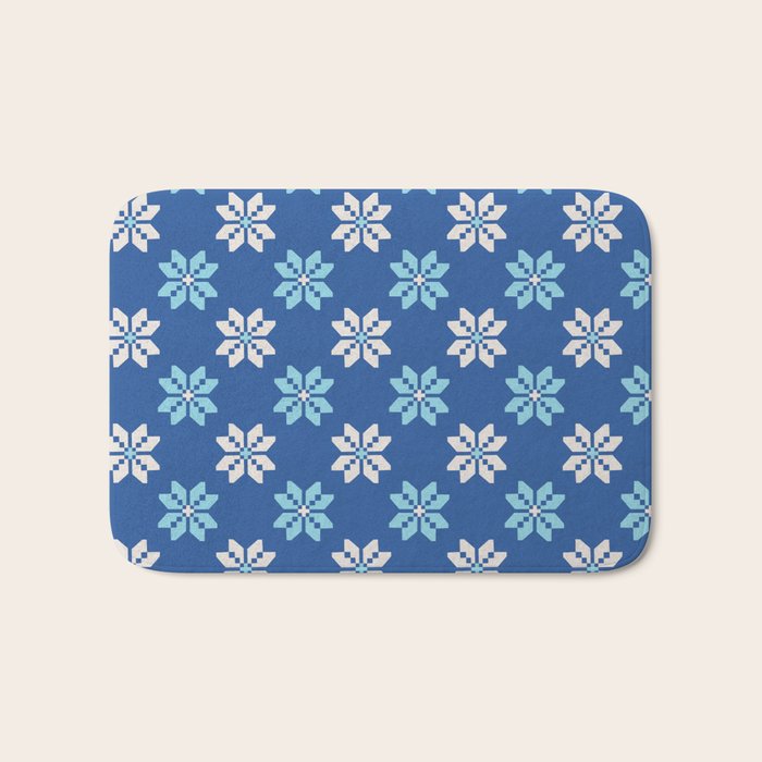 Contrasting Blues: Bethlehem Star Mosaic Bath Mat