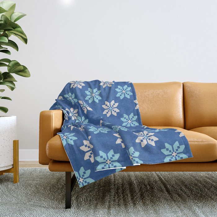 Contrasting Blues: Bethlehem Star Mosaic Throw Blanket