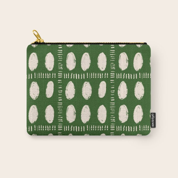 Green Boho Quilt Pattern Carry All Pouch