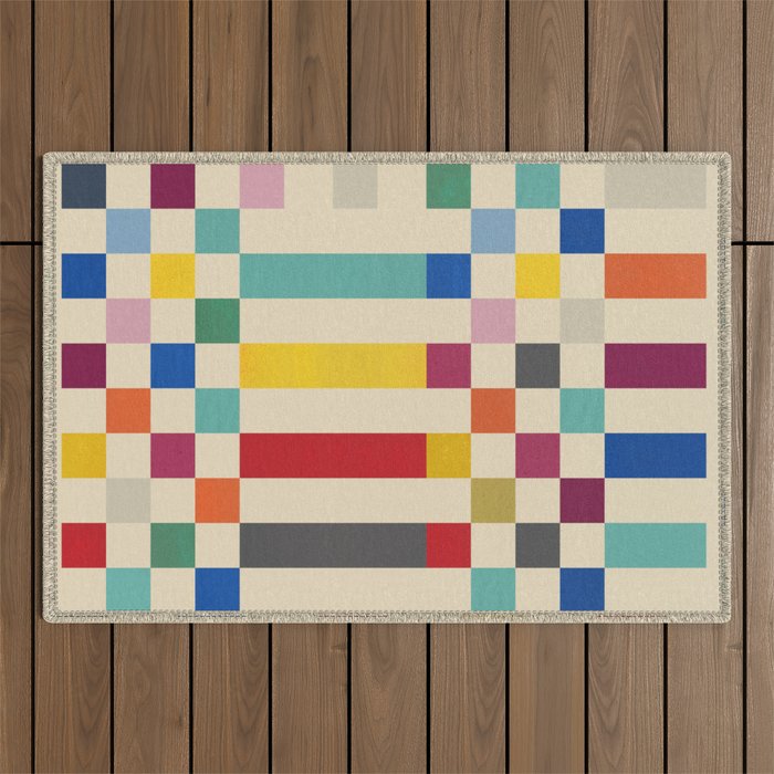 Modern Playful Checkered Abstract Outdoor Rug