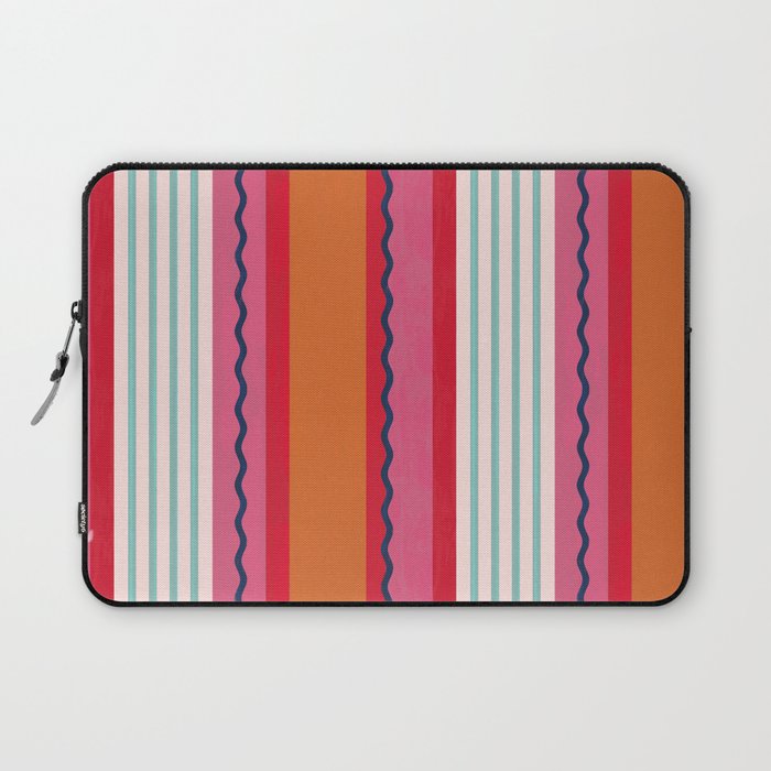 Bold Color Play Pink And Orange Stripes Laptop Sleeve
