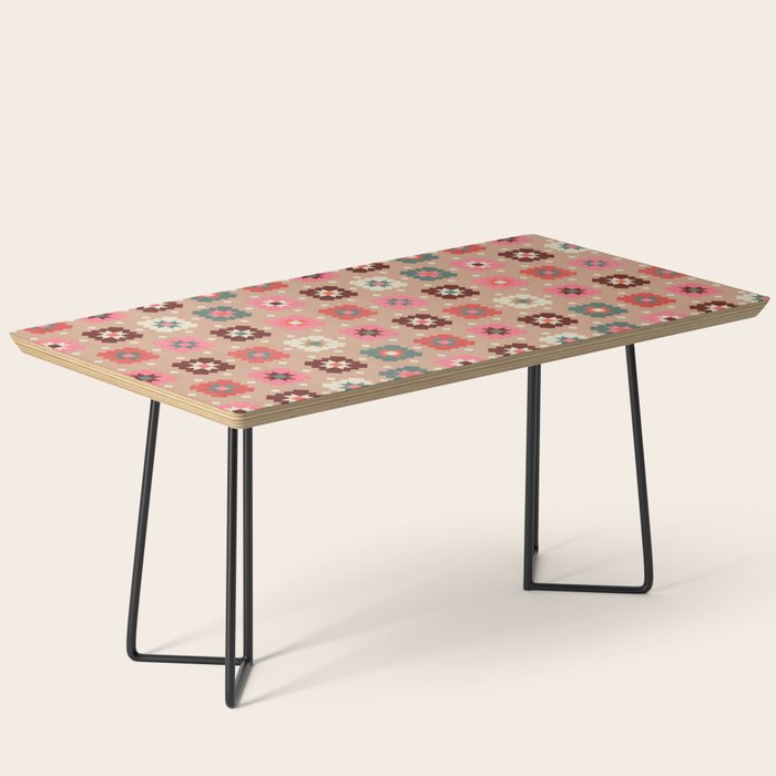 Festive Winter Quilt Tiles With Stars Coffee Table