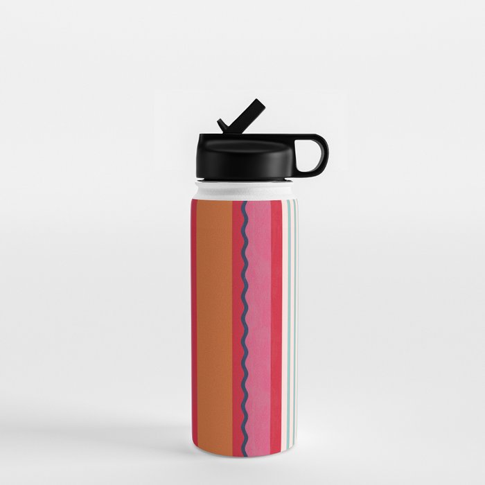 Bold Color Play Pink And Orange Stripes Water Bottle