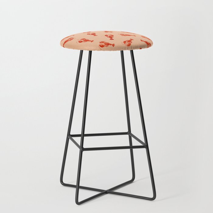 Classic Red Lobsters Pattern On Peach Stool