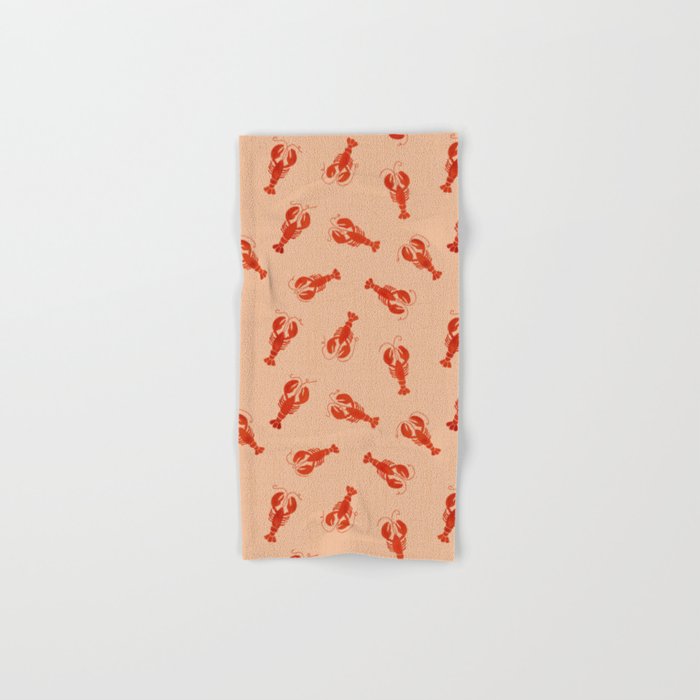 Classic Red Lobsters Pattern On Peach Bath Towel