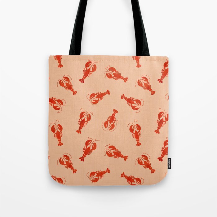 Classic Red Lobsters Pattern On Peach Tote Bag