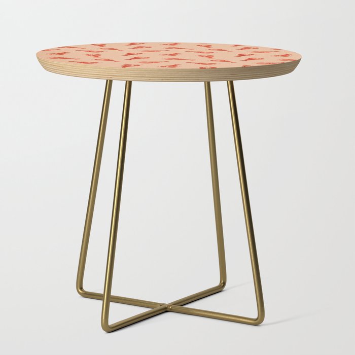 Classic Red Lobsters Pattern On Peach Side Table