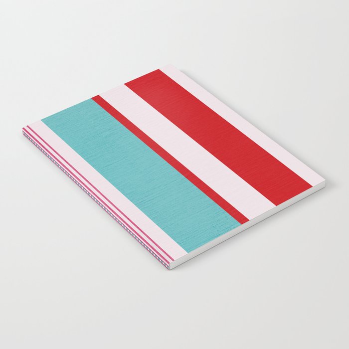 Bold Color Play Pink And Turquoise Stripes Notebook