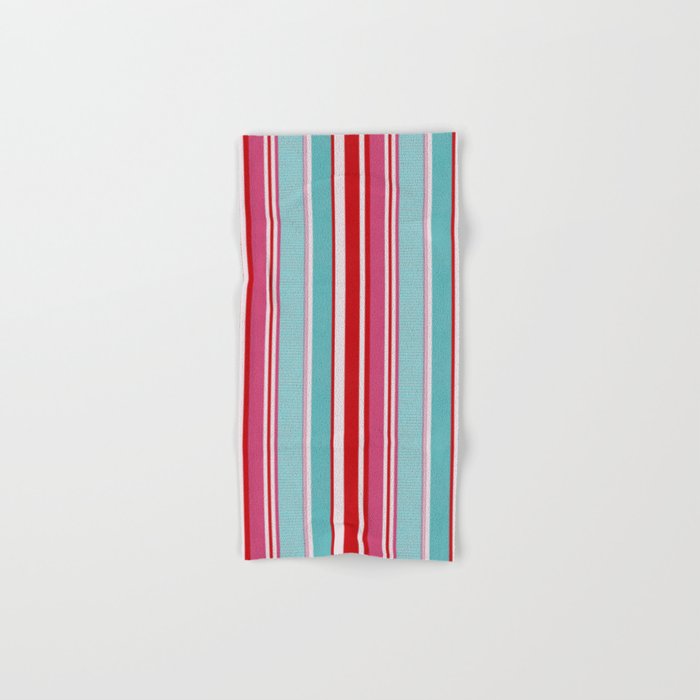 Bold Color Play Pink And Turquoise Stripes Bath Towel