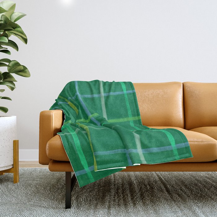 Abstract Tennis Net Pattern In Grass Green Throw Blanket