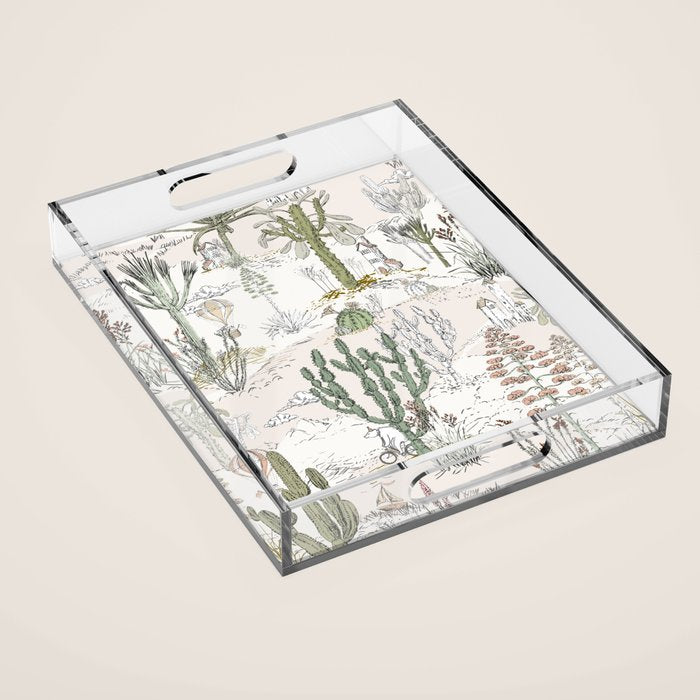 Whimsical Cactus Landscape Airy Acrylic Tray
