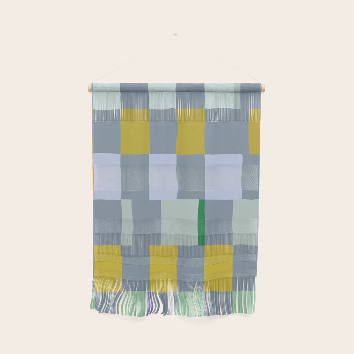 Summer Check Handdrawn Teal Wall Hanging