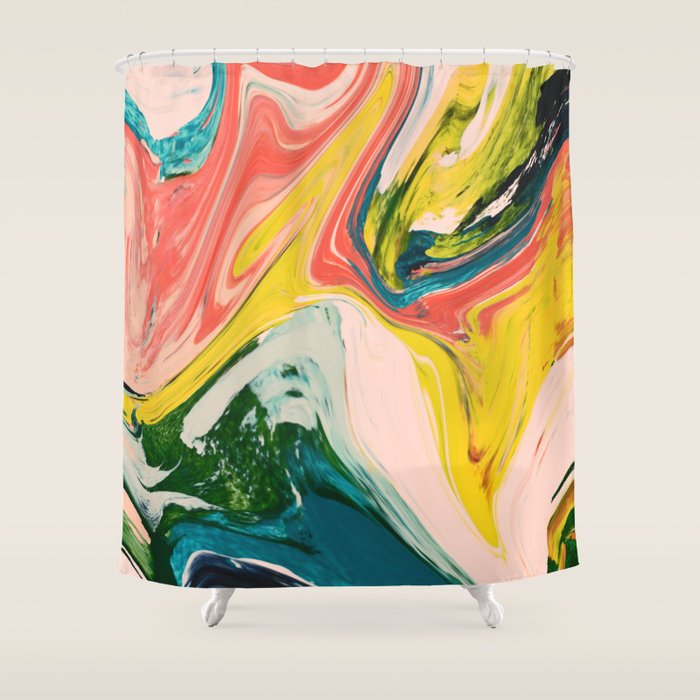 Revival: A Colorful Retro Painting By Alyssa Hamilton Art   Shower Curtain
