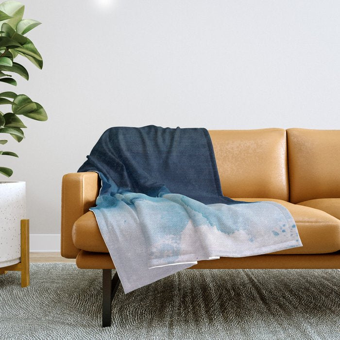 Believe: A Minimal, Abstract Painting In White And Blue By Alyssa Hamilton Art  Throw Blanket