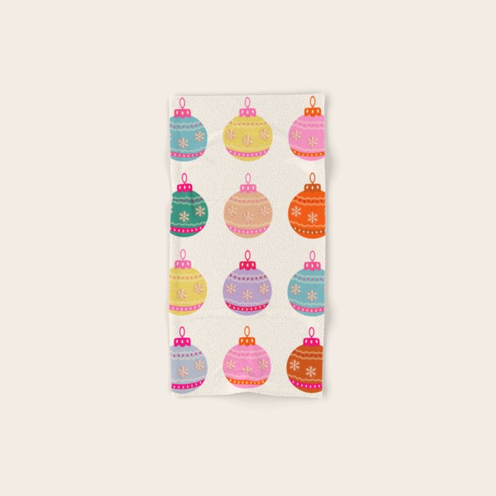Retro Colorful Christmas Baubles Bath Towel