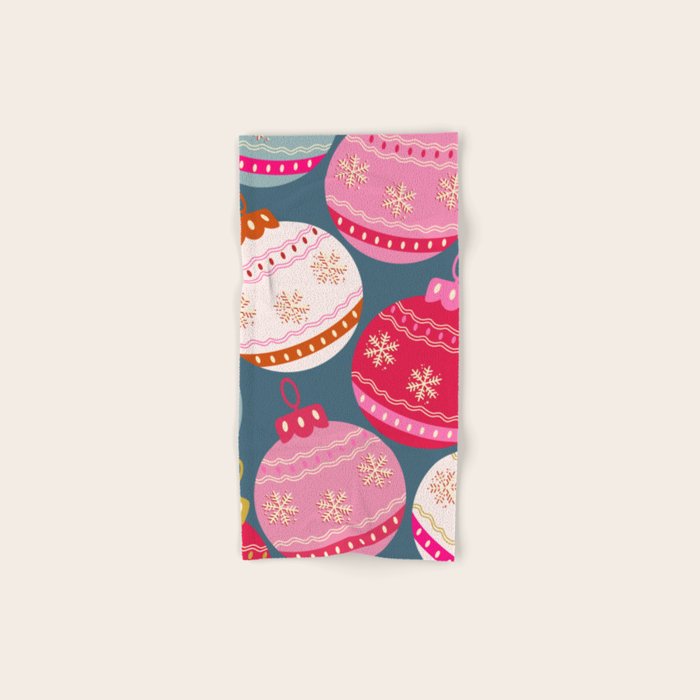 Retro Christmas Baubles Colorful Decorations Bath Towel