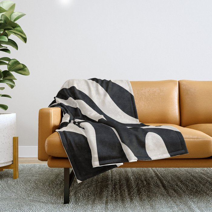 Vintage Retro Abstract Black Throw Blanket