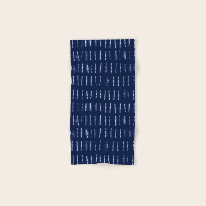 White Stripes Over Blue Shibori Tie Dye Pattern Bath Towel