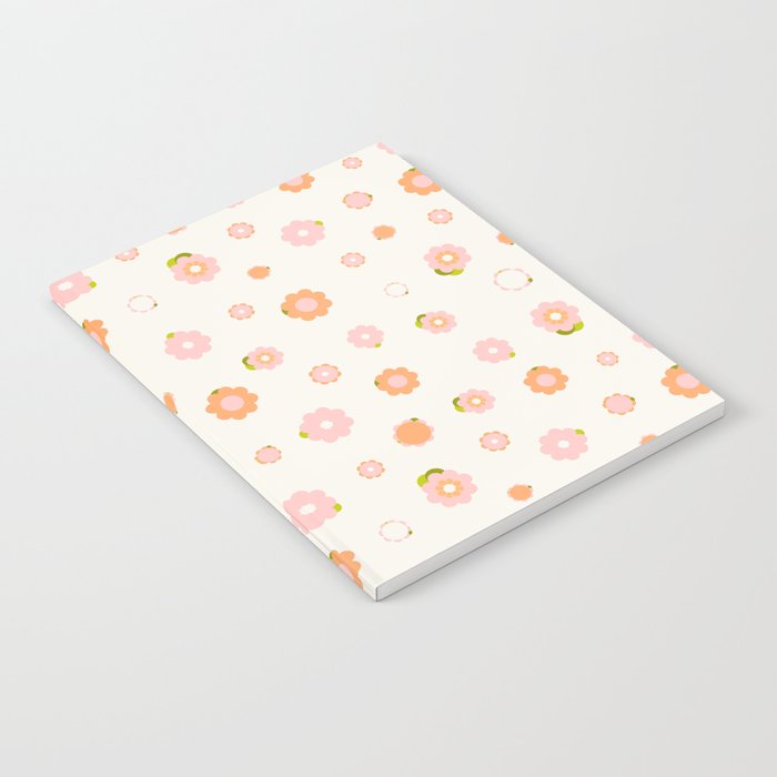 Peach Pink And Orange Flowers Pattern Notebook