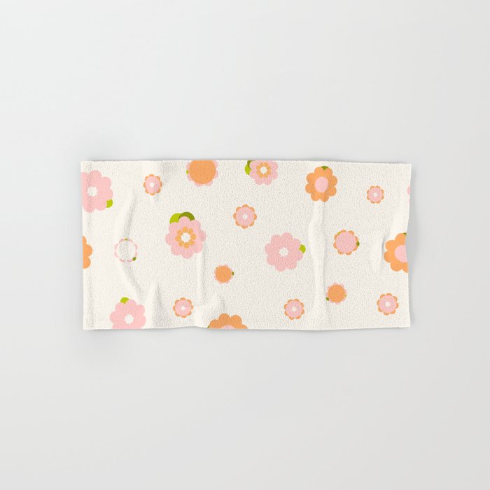 Peach Pink And Orange Flowers Pattern Bath Towel