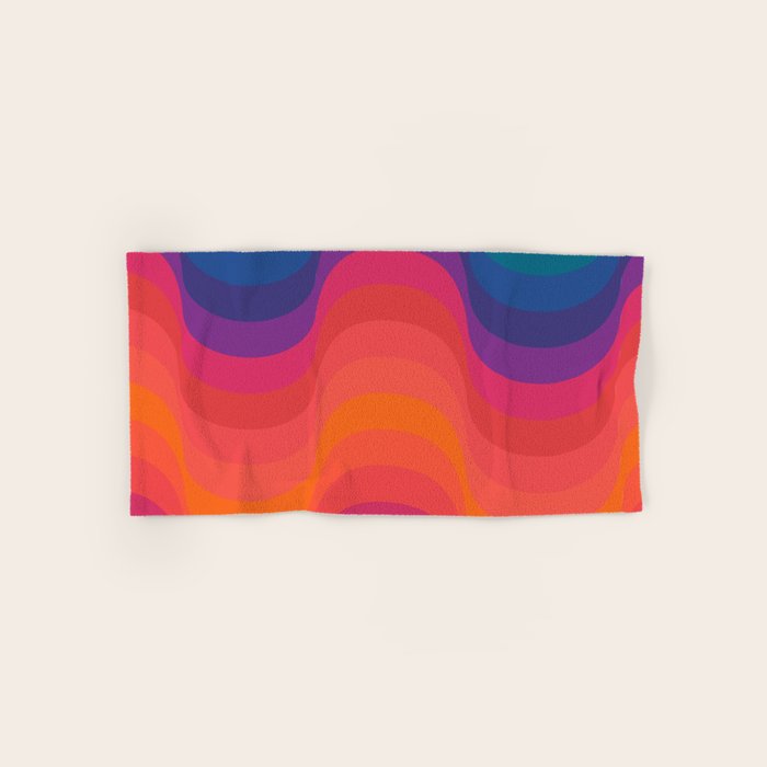 Retro Sacred Geometry | 80s Wavy Vibe Bath Towel