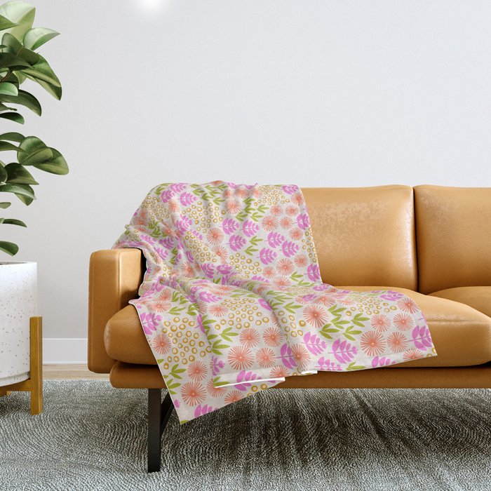 Retro Tropical Flora Pattern Throw Blanket