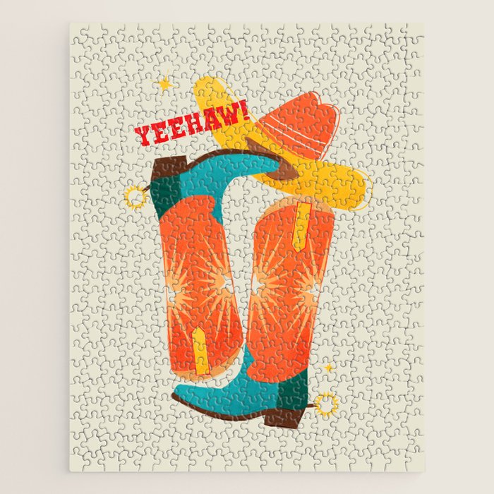 Yeehaw! Bright Cowboy Boots Jigsaw Puzzle