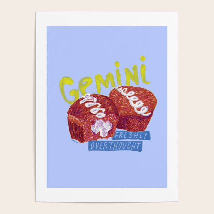 Gemini Twins In Lavender & Blue | Zodiac Series Poster