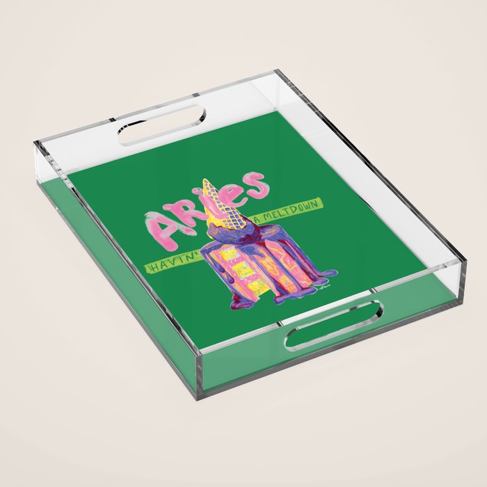 Aries Dessert In Kelly Green & Pink Acrylic Tray