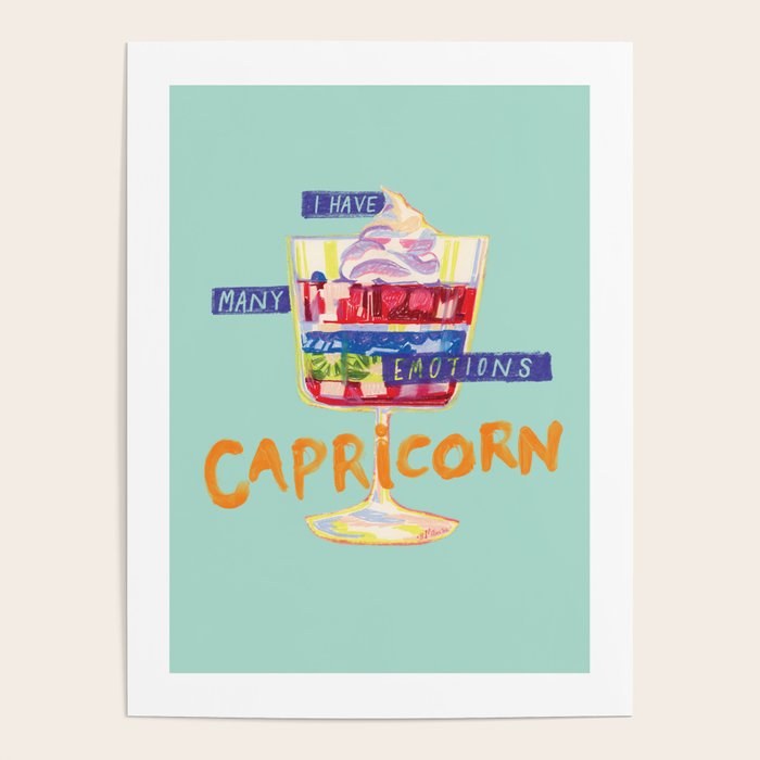 Capricorn Feelings In Pastel Green | Zodiac Series Poster