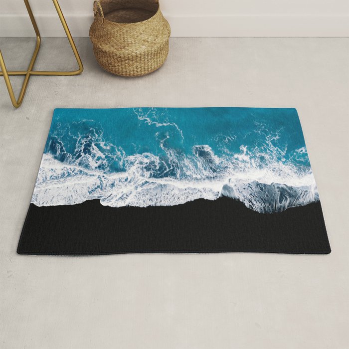 Minimalism Is Waves In Iceland  - Landscape Photography Rug