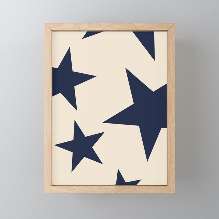 Navy & Light Beige Big Ol' Stars Mini Art Print