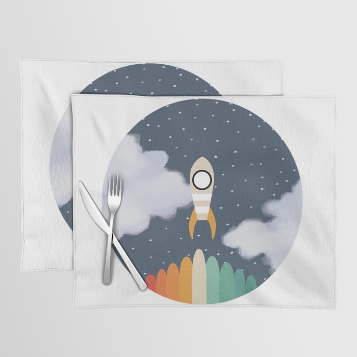 Space Rocket Print, Galaxy Outer Space Pattern Placemat