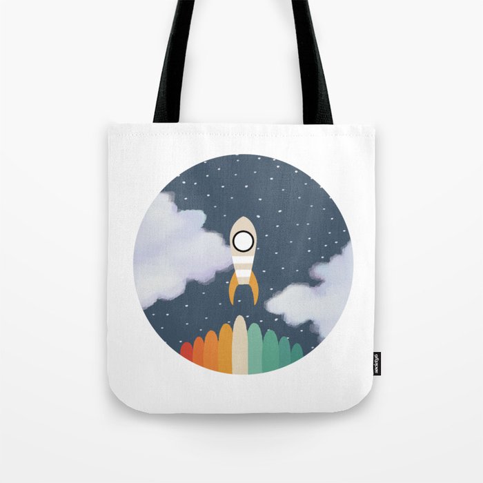 Space Rocket Print, Galaxy Outer Space Pattern Tote Bag
