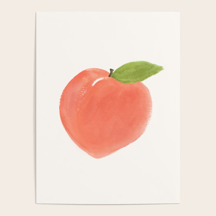 Peach - Fruit Watercolor Painting Poster