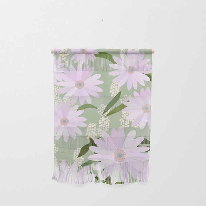 Playful Daisies | 01 - Lilac And Pastel Green Wall Hanging