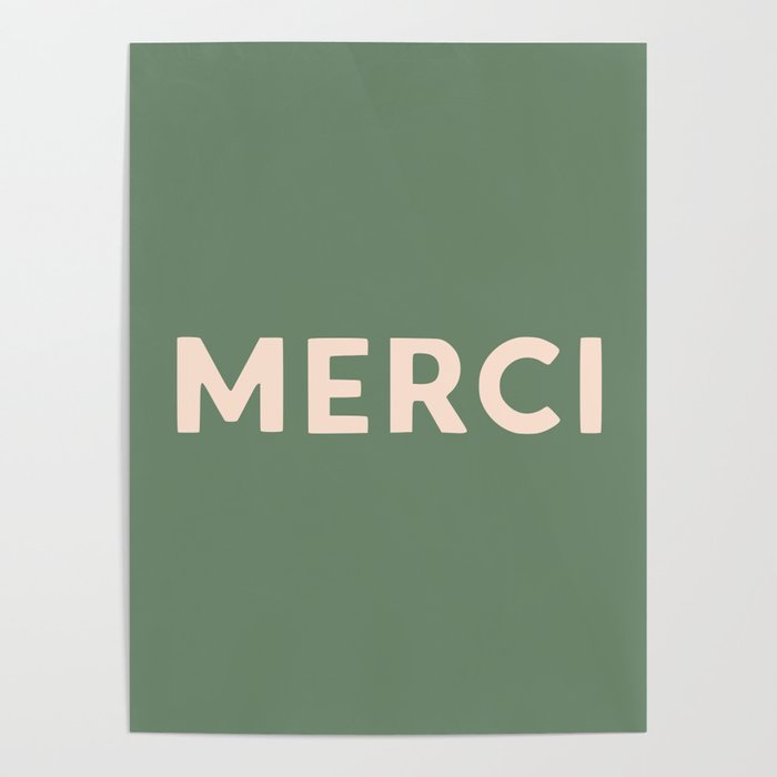 Merci French Retro Hand Lettering Poster