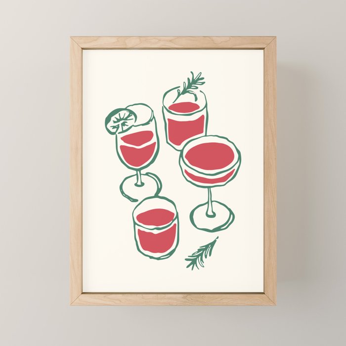 Christmas Cocktails Sketch Mini Art Print